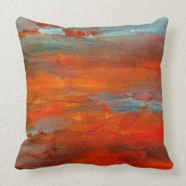 Abstracte Oranje blauw-zonnestransplaat Kussen