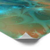 ABSTRACTE ORANJE BLAUWE FRACTALE KUNST POSTER (Hoek)