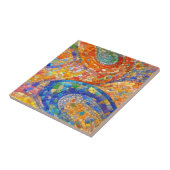 Abstracte Oranje Blauwe Gaudi-achtige mozaïekkunst Tegeltje (Zijkant)