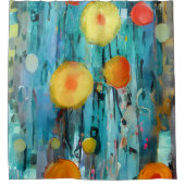 Abstracte oranje bloemen douchegordijn (Voorkant)