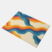 Abstracte Oranje Blue Retro Wavy Stripe Bold Moder Deurmat (Schuin)