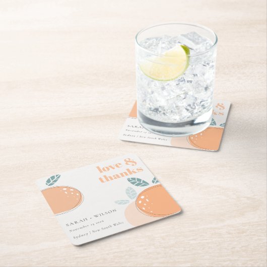 Abstracte Oranje brute Bedankt voor het huwelijk Kartonnen Onderzetters (Insitu)