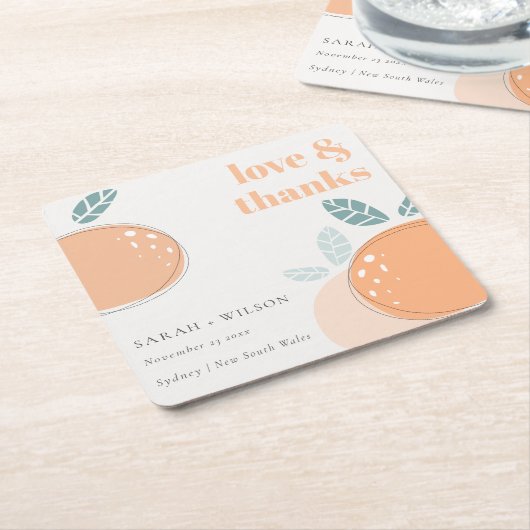 Abstracte Oranje brute Bedankt voor het huwelijk Kartonnen Onderzetters (Schuin)