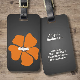 Abstracte Oranje Daisy Flower on Dark Bagagelabel