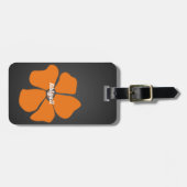 Abstracte Oranje Daisy Flower on Dark Bagagelabel (Voorkant horizontaal)