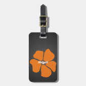 Abstracte Oranje Daisy Flower on Dark Bagagelabel (Voorkant verticaal)