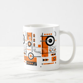 Abstracte Oranje en Black Tech-geïnspireerde Mok