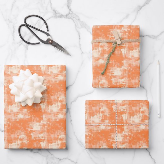 Abstracte oranje en crème verf inpakpapier vel (Voorkant)