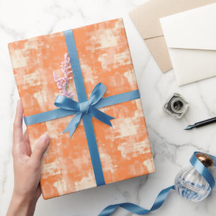 Abstracte oranje en crèmekleurige verf cadeaupapier