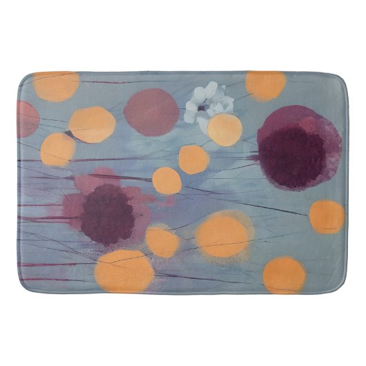 Abstracte oranje en roze bloemen badmat (Voorkant)