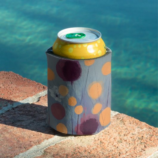 Abstracte oranje en roze bloemen blikjeskoeler (Insitu Zwembad)