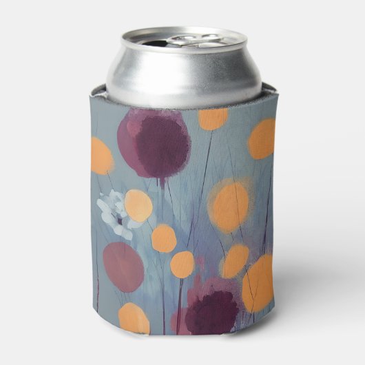 Abstracte oranje en roze bloemen blikjeskoeler (Blikje Voorkant)