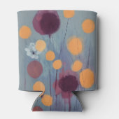 Abstracte oranje en roze bloemen blikjeskoeler (Achterkant)