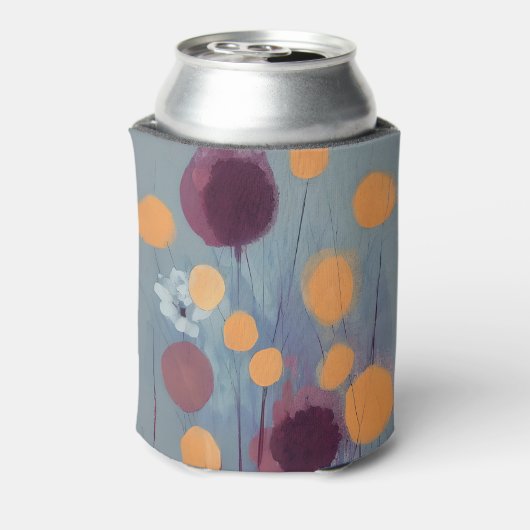 Abstracte oranje en roze bloemen blikjeskoeler (Blikje Achterkant)