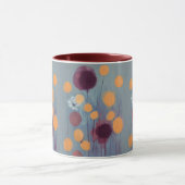 Abstracte oranje en roze bloemen mok (Midden)