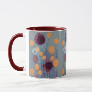 Abstracte oranje en roze bloemen mok
