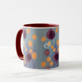Abstracte oranje en roze bloemen mok (Voorkant links)