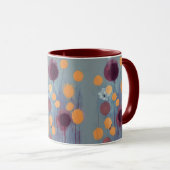 Abstracte oranje en roze bloemen mok (Voorkant rechts)