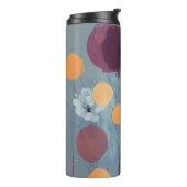Abstracte oranje en roze bloemen thermosbeker (Gedraaid links)