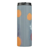 Abstracte oranje en roze bloemen thermosbeker (Achterkant)