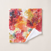Abstracte Oranje en witte Waterverf Floral Bad Handdoek (Wasdoekje)