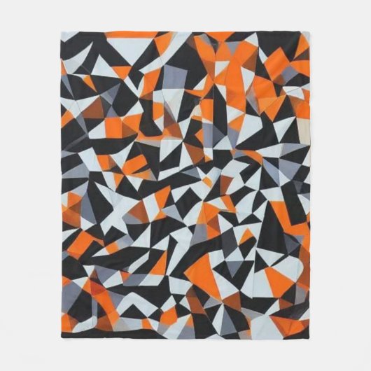 Abstracte Oranje en zwarte geometrische kunst Fleece Deken (Voorkant)