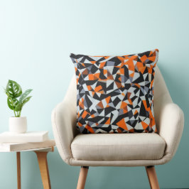 Abstracte Oranje en zwarte geometrische kunst Kussen