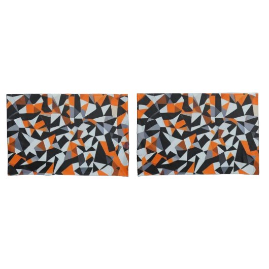 Abstracte Oranje en zwarte geometrische kunst Kussensloop (Voorkant-Set)