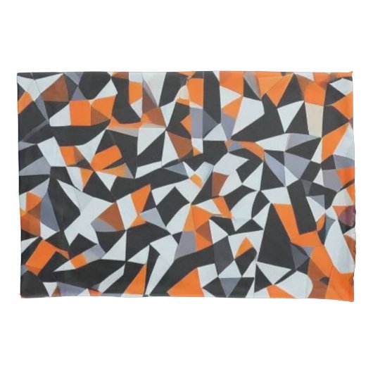 Abstracte Oranje en zwarte geometrische kunst Kussensloop (Voorkant-Links)