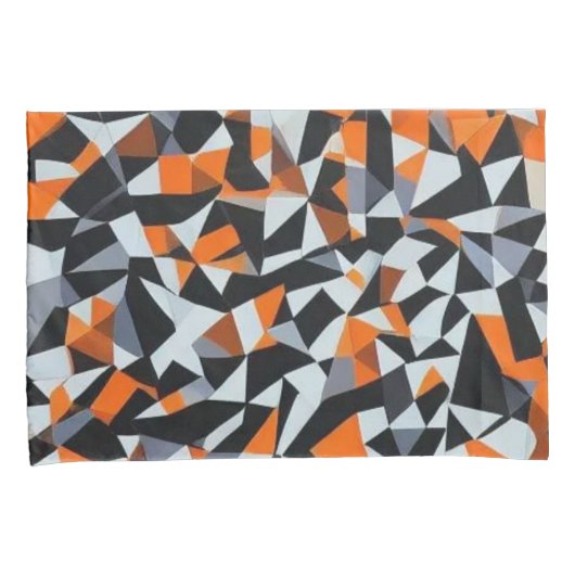 Abstracte Oranje en zwarte geometrische kunst Kussensloop (Voorkant-Rechts)