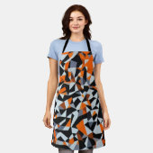 Abstracte Oranje en zwarte geometrische kunst Schort (Gedragen)