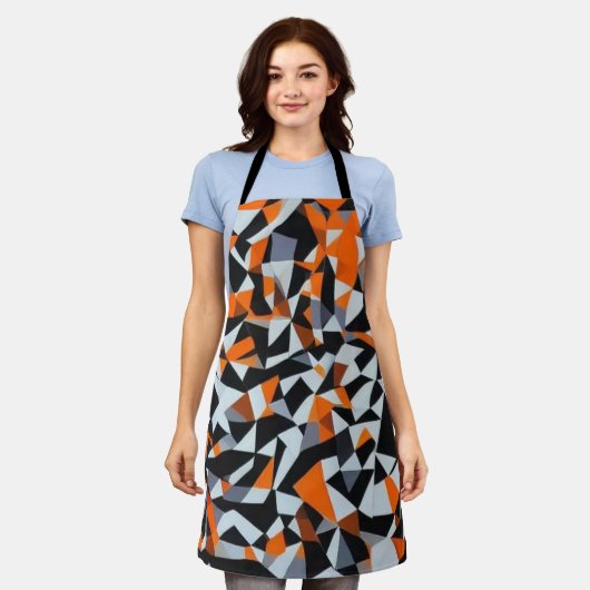 Abstracte Oranje en zwarte geometrische kunst Schort (Gedragen)