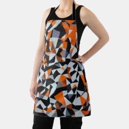 Abstracte Oranje en zwarte geometrische kunst Schort