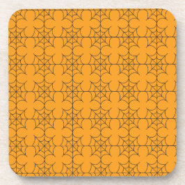 Abstracte Oranje en zwarte Halloween Spider Web Bier Onderzetter