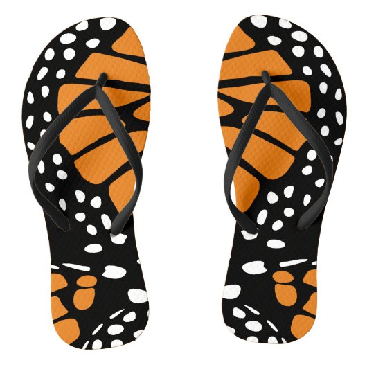 Abstracte Oranje en zwarte monoboogvlinder Teenslippers (Voetbed)