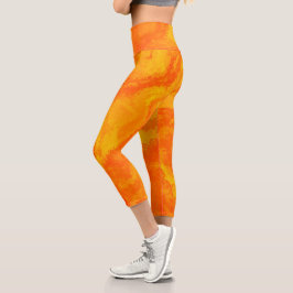 Abstracte Oranje gele diffusie Capri-Leggings
