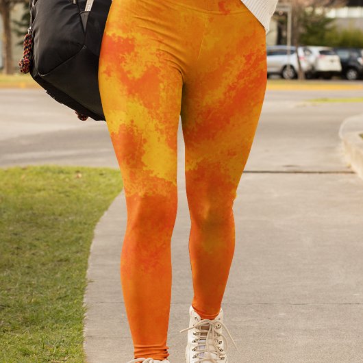 Abstracte Oranje Gele Diffusie Leggings