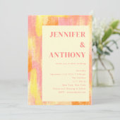 Abstracte Oranje gele roze Waterverf bruiloft Kaart (Staand voorkant)