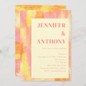 Abstracte Oranje gele roze Waterverf bruiloft Kaart (Voorkant / Achterkant)