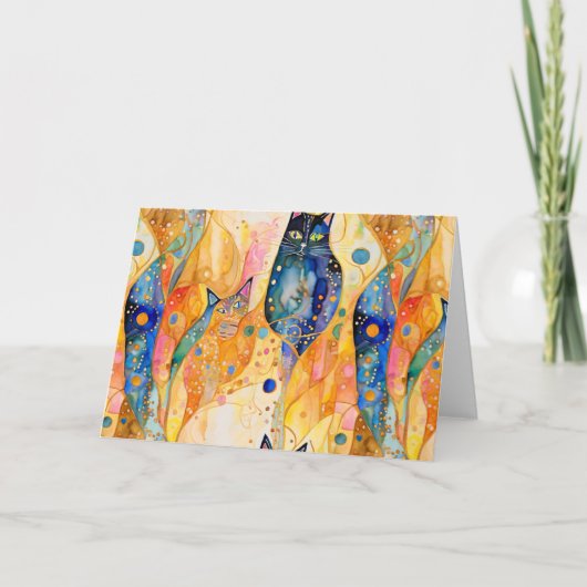Abstracte oranje kat bedankkaart (Voorkant)