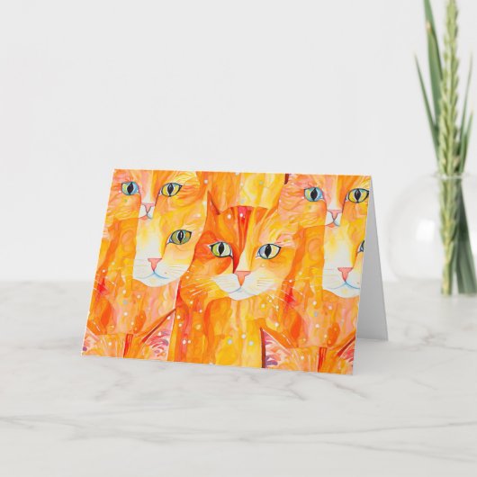 Abstracte oranje kat bedankkaart (Voorkant)