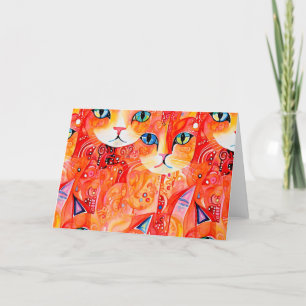 Abstracte oranje kat bedankkaart