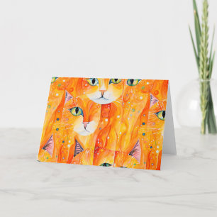 Abstracte oranje kat bedankkaart