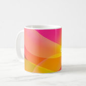 Abstracte oranje magenta roze geometrische met naa koffiemok (Voorkant links)