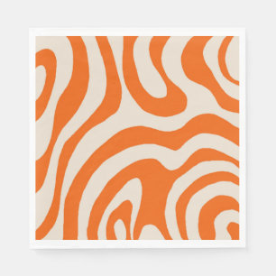 Abstracte oranje marmeren retro golvende streep ve servet