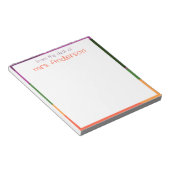 Abstracte oranje paarse groene rand notitieblok (Schuin)