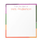 Abstracte oranje paarse groene rand notitieblok (Voorkant)