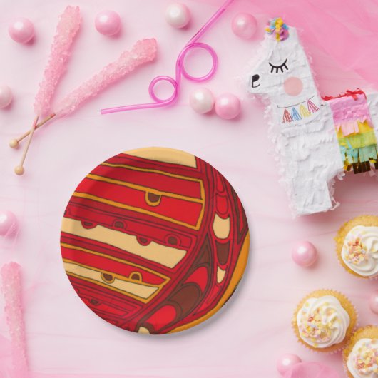 Abstracte Oranje panelen Papieren Bordje (Feest)