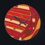 Abstracte Oranje panelen Ronde Klok<br><div class="desc">Een surrealistische droom,  deze helderkleurige abstracte oranje panelen lijken op gesmolten was die door een canvas stromen. Een Jennifer Goldberger-creatie,  dit werk is geweldig in zijn verbeeldingskracht van kleur en lijnen. Bestel er vandaag nog een!</div>