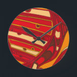 Abstracte Oranje panelen Ronde Klok<br><div class="desc">Een surrealistische droom,  deze helderkleurige abstracte oranje panelen lijken op gesmolten was die door een canvas stromen. Een Jennifer Goldberger-creatie,  dit werk is geweldig in zijn verbeeldingskracht van kleur en lijnen. Bestel er vandaag nog een!</div>